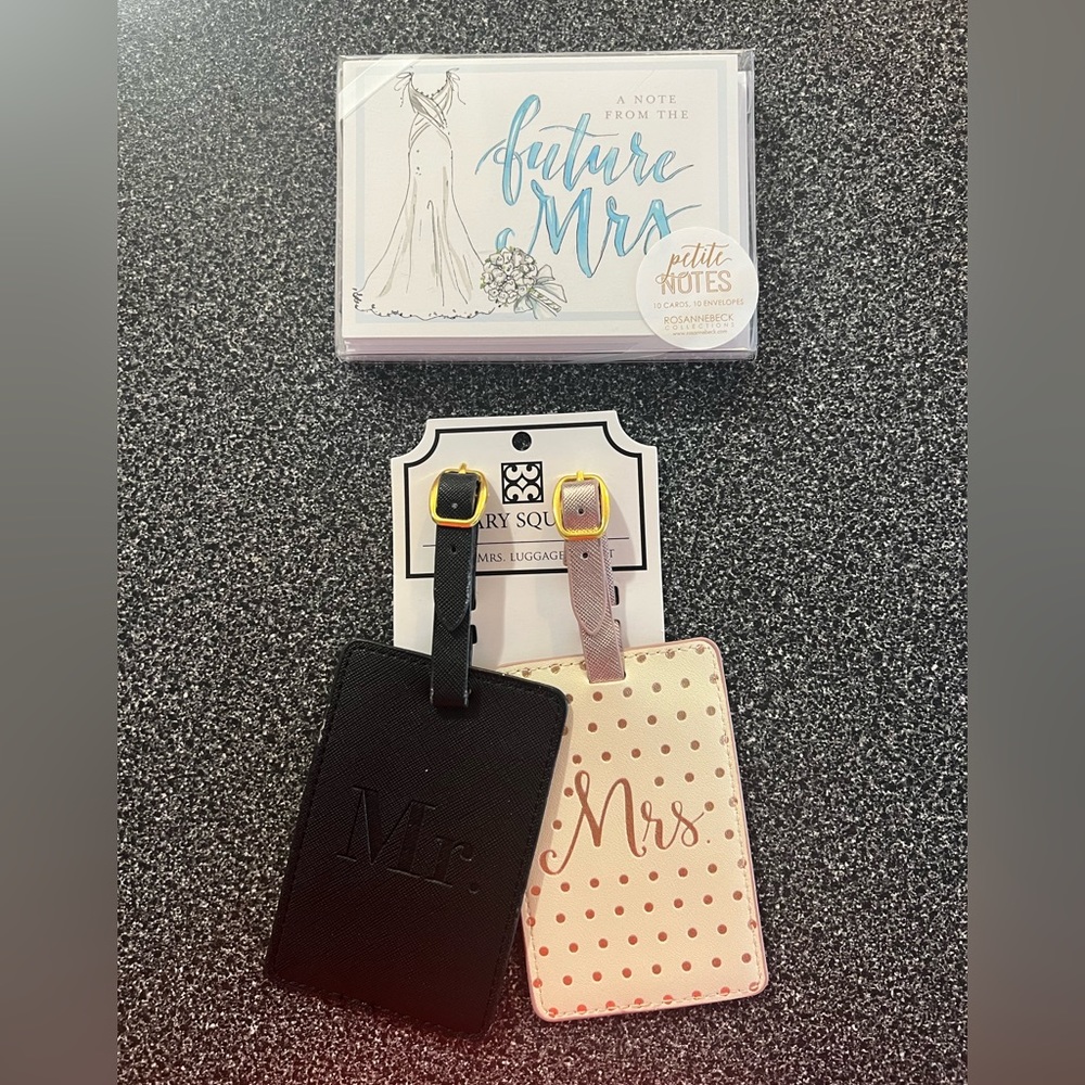 PRICED DROP! NWT Wedding gifts for newly weds! Luggage tags and thank you cards!